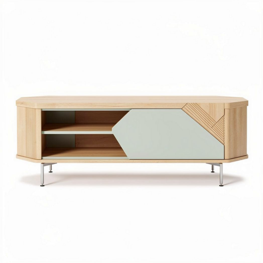 Mobiletto in legno di frassino con ante in vetro 160 x 40 x 50cm