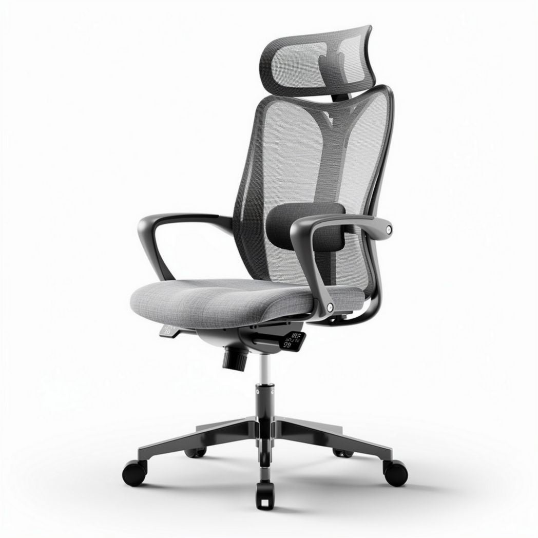 Sedia ergonomica da ufficio in rete grigia 45 x 60 x 100cm con braccioli regolabili