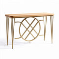 Tavolo consolle in legno naturale e metallo dorato 120 x 40 x 75cm