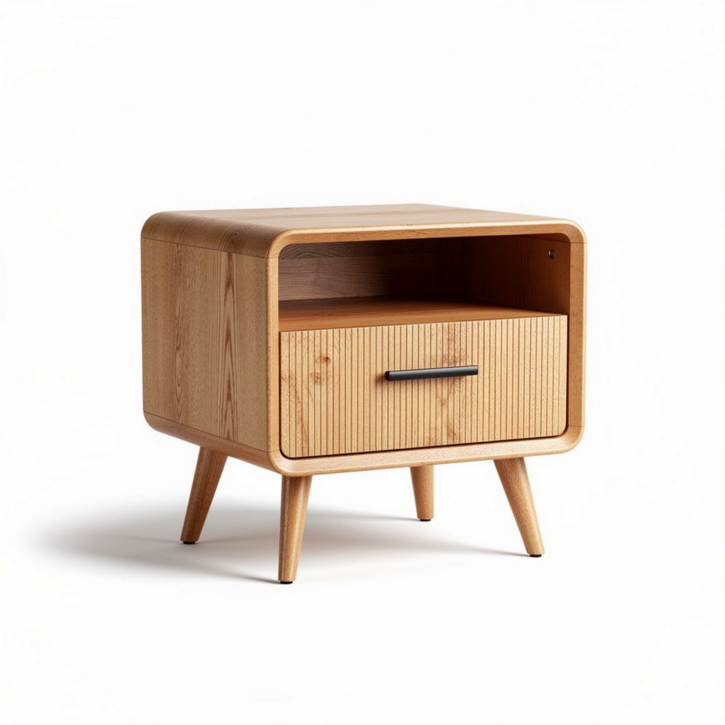 Comò in legno di pino con cassetto e vano aperto 50 x 40 x 45cm naturale