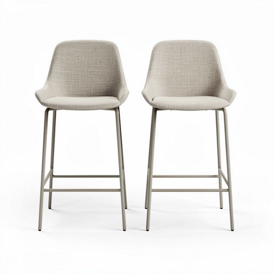 Sgabelli da bar in tessuto beige con struttura in metallo 40 x 40 x 90cm
