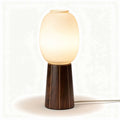 Lampada da tavolo in vetro opalino e legno con base rotonda dimensioni 25 x 25 x 50cm