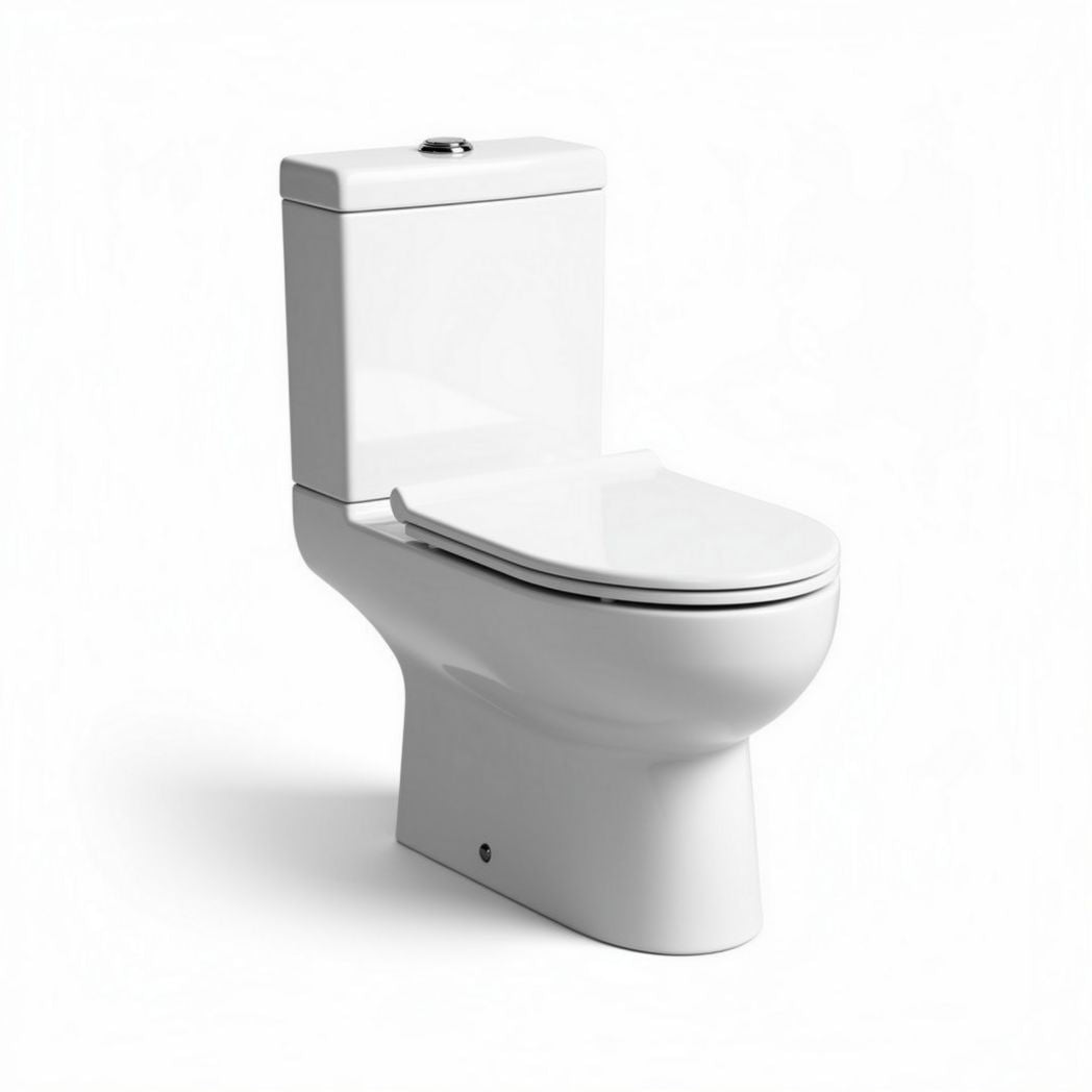 WC monoblocco in ceramica bianca con scarico posteriore 70 x 35 x 40cm