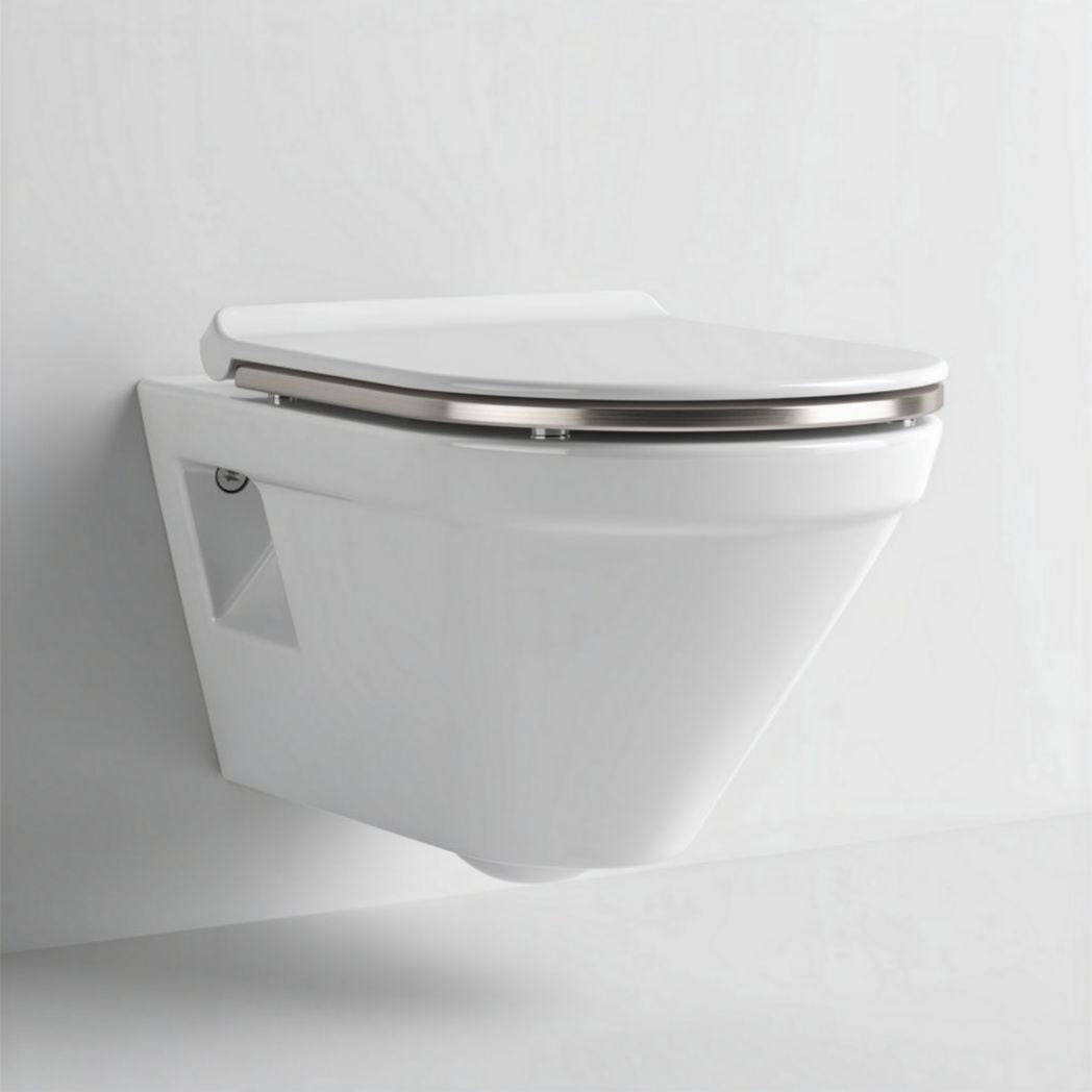 Vaso wc sospeso in ceramica bianca con sistema di scarico sottile 75 x 40 x 30cm